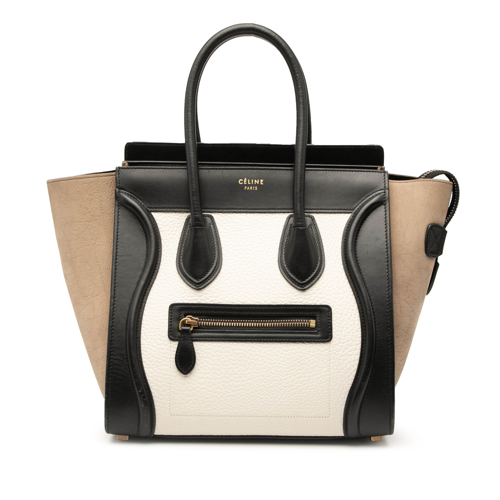 Pre-Loved Celine Micro Tricolor Nubuck and Calfskin Luggage Tote